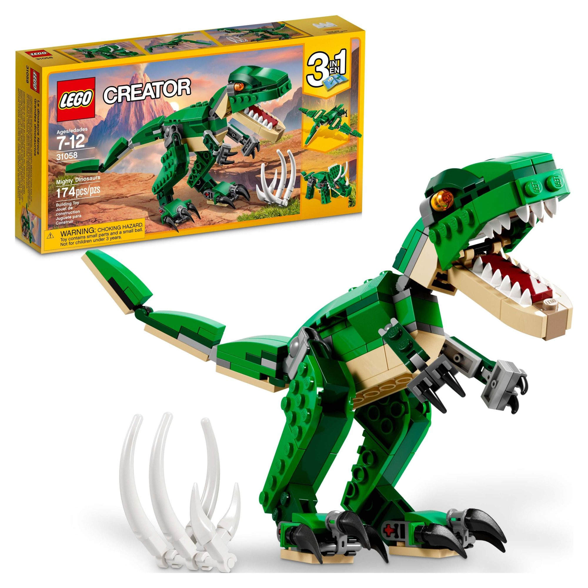 LEGO Creator 3 in 1 Mighty Dinosaur Toy, Transforms from T. rex to Triceratops to Pterodactyl Din... | Walmart (US)