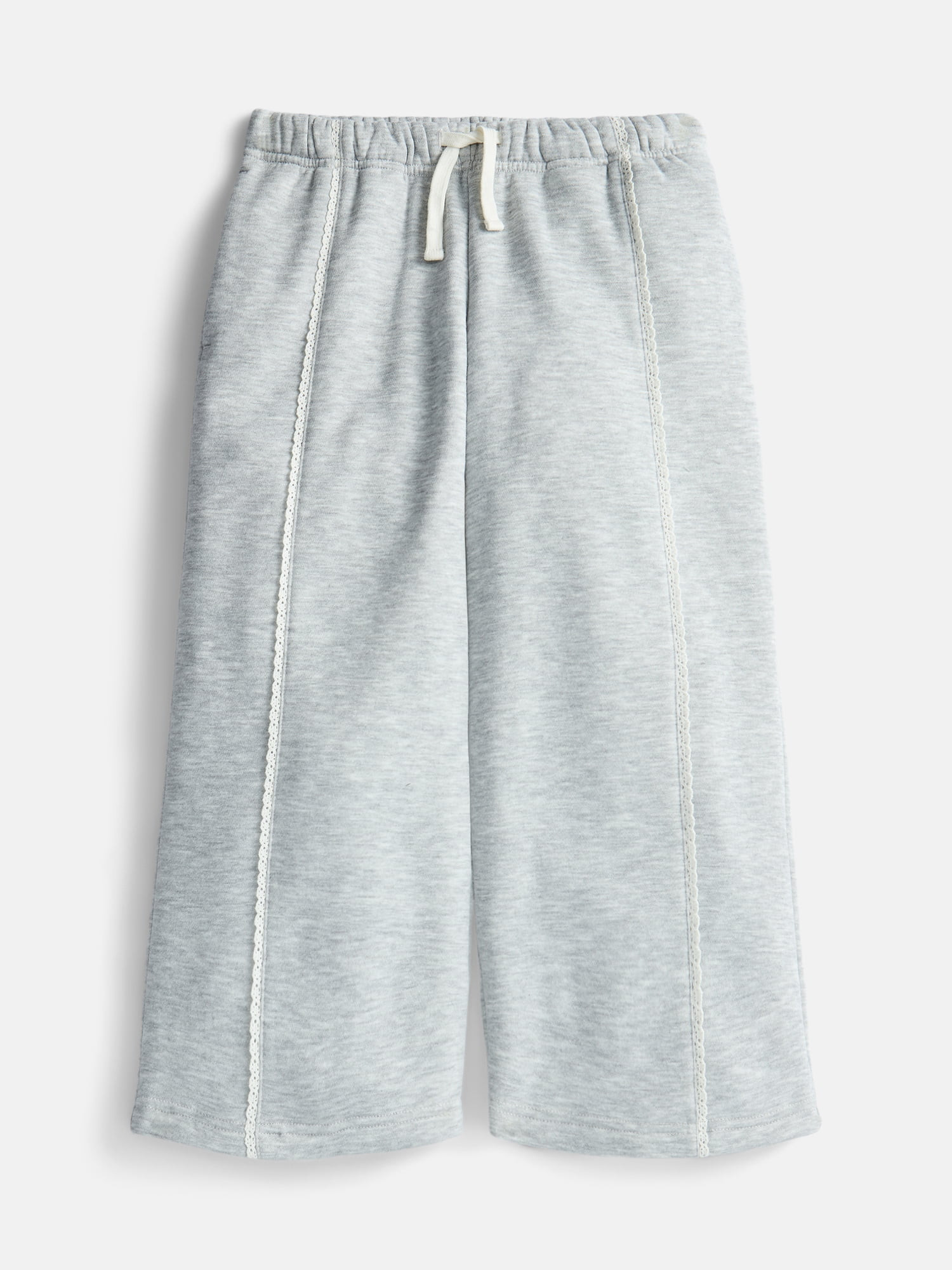 Wonder Nation Girls Wide Leg Sweatpants with Crochet Trim, Sizes 4-18 & Plus - Walmart.com | Walmart (US)