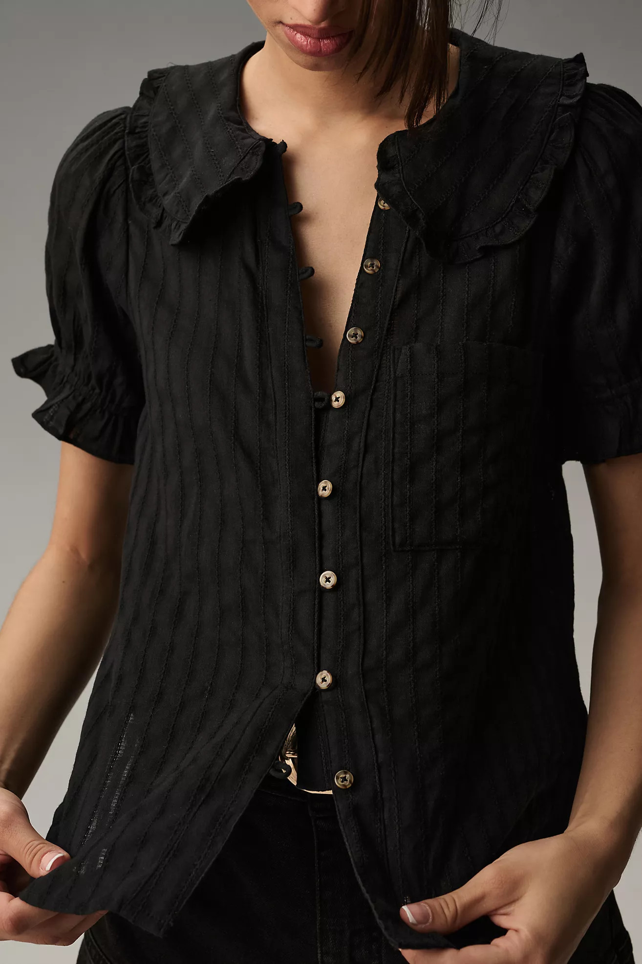 The Keira Collared Button-Front Blouse by Pilcro | Anthropologie (US)