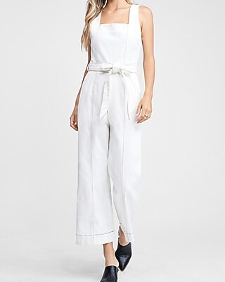 En Saison White Denim Jumpsuit | Express