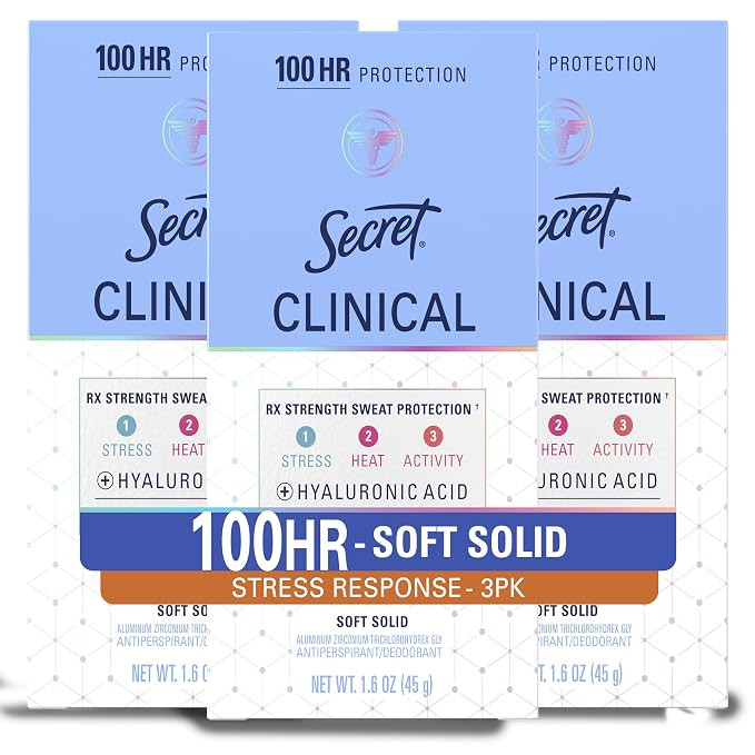 Secret Clinical Strength Antiperspirant Deodorant for Women, Stress Response, 3X Stress & 72hr Sw... | Amazon (US)