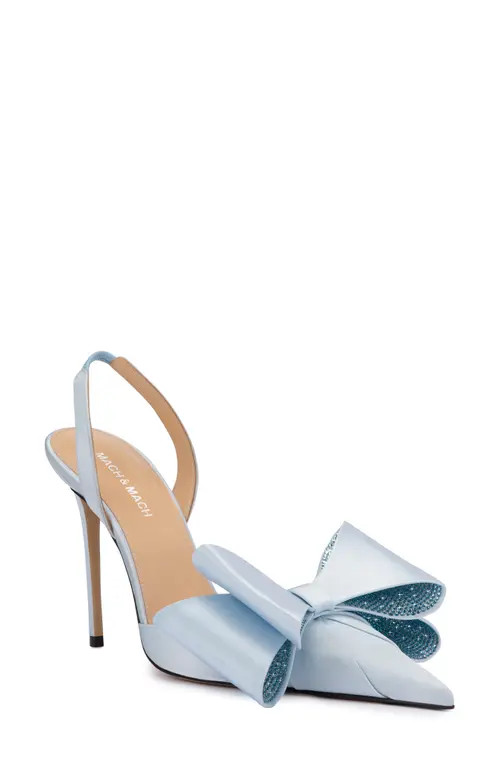 Mach & Mach Le Cadeau Bow Pointed Toe Slingback Pump in Sky Blue at Nordstrom, Size 7Us | Nordstrom
