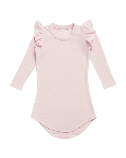 Girls Cozy Knit Flutter Long Sleeve Shirttail Dress | TJ Maxx