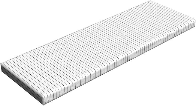 Lunarable Striped Bench Cushion, Thin Black and Grey Stripes on White Backdrop Monochrome Vertica... | Amazon (US)