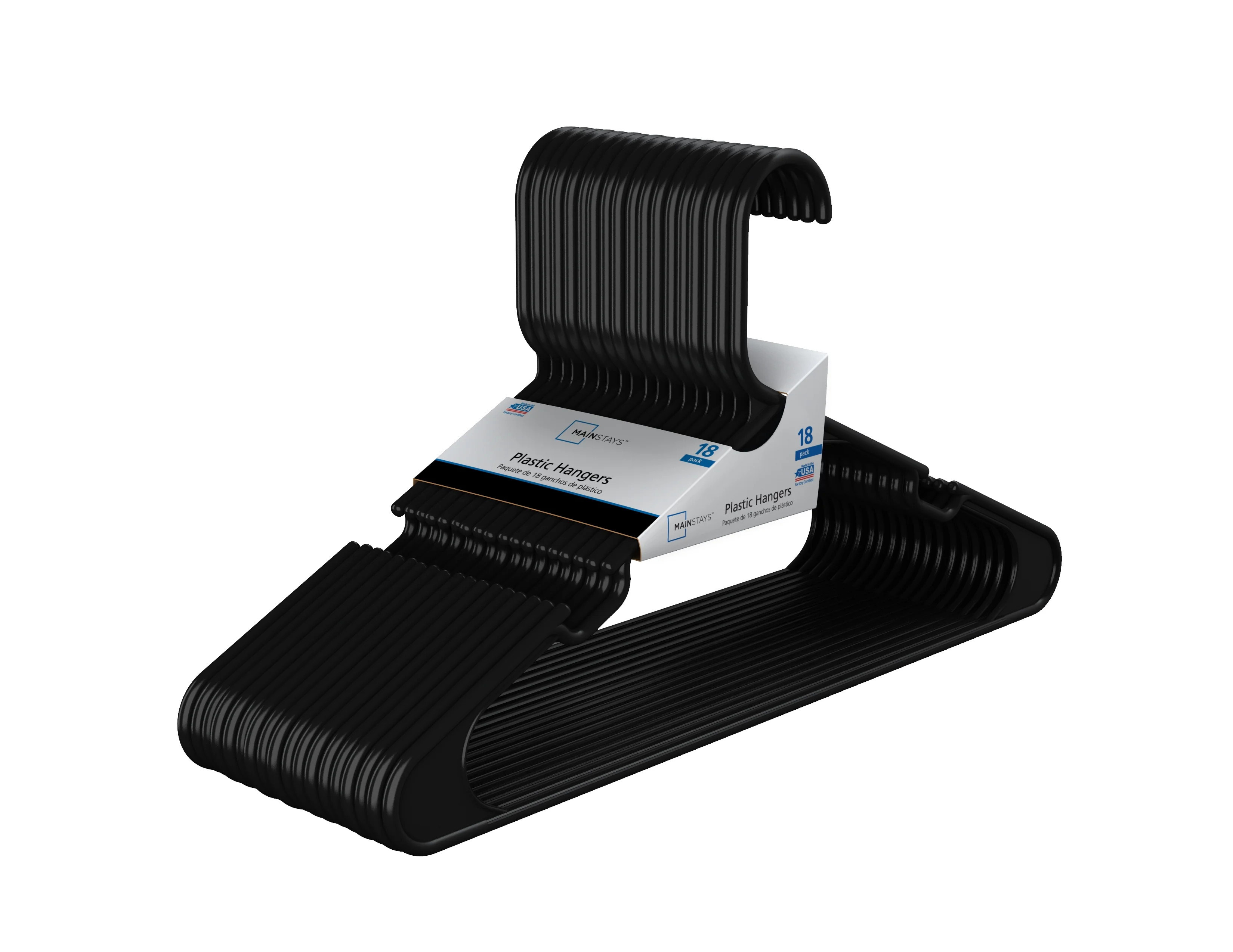 Mainstays Clothing Hangers, 18 Pack, Black, Durable Plastic | Walmart (US)