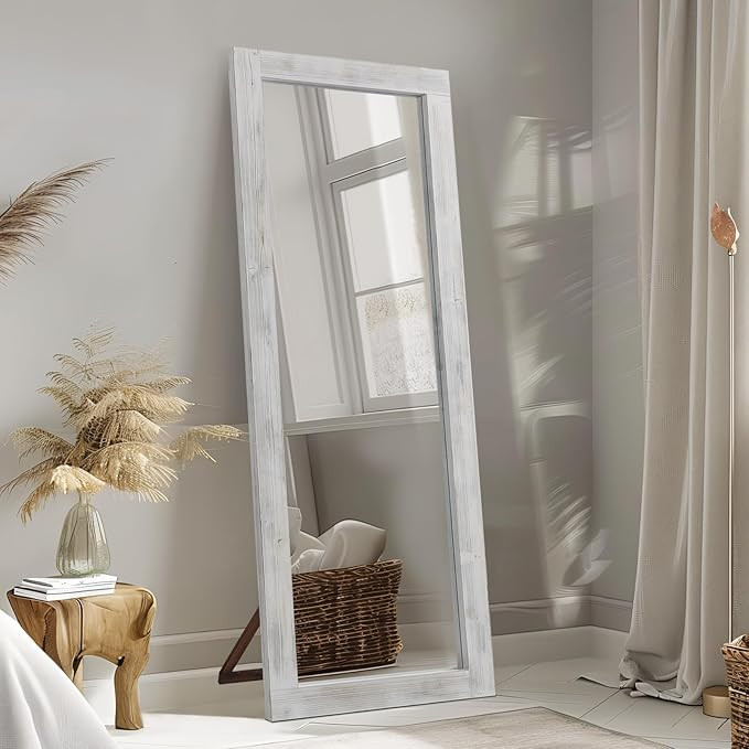 MELOMOIR Rustic Farmhouse Full Length Mirror with Wood Frame, 56"x21" Long Mirror for Bedroom Liv... | Amazon (US)