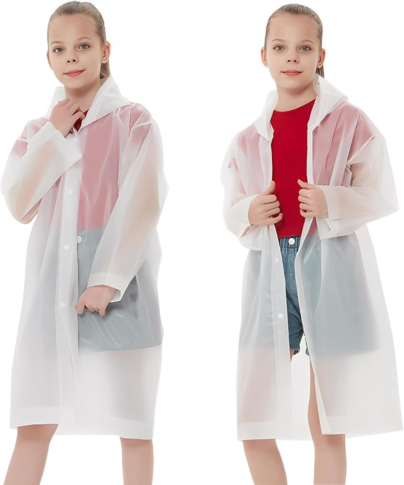 Rain Ponchos Raincoats for Kids, Reusable Boys Girls Rain Jackets Emergency with Hood for Family ... | Amazon (US)