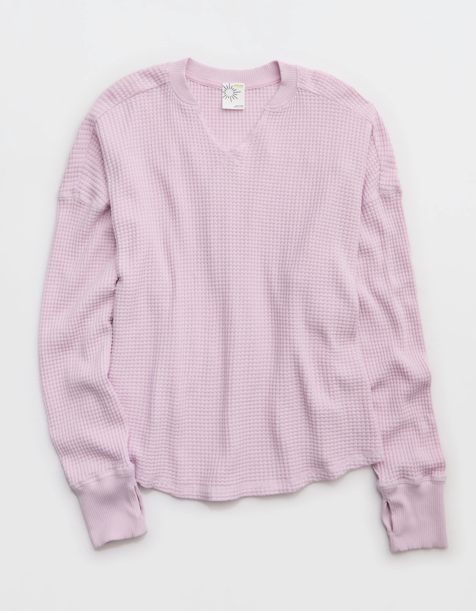 OFFLINE By Aerie Wow! Waffle Notch Neck Long Sleeve T-Shirt | Aerie