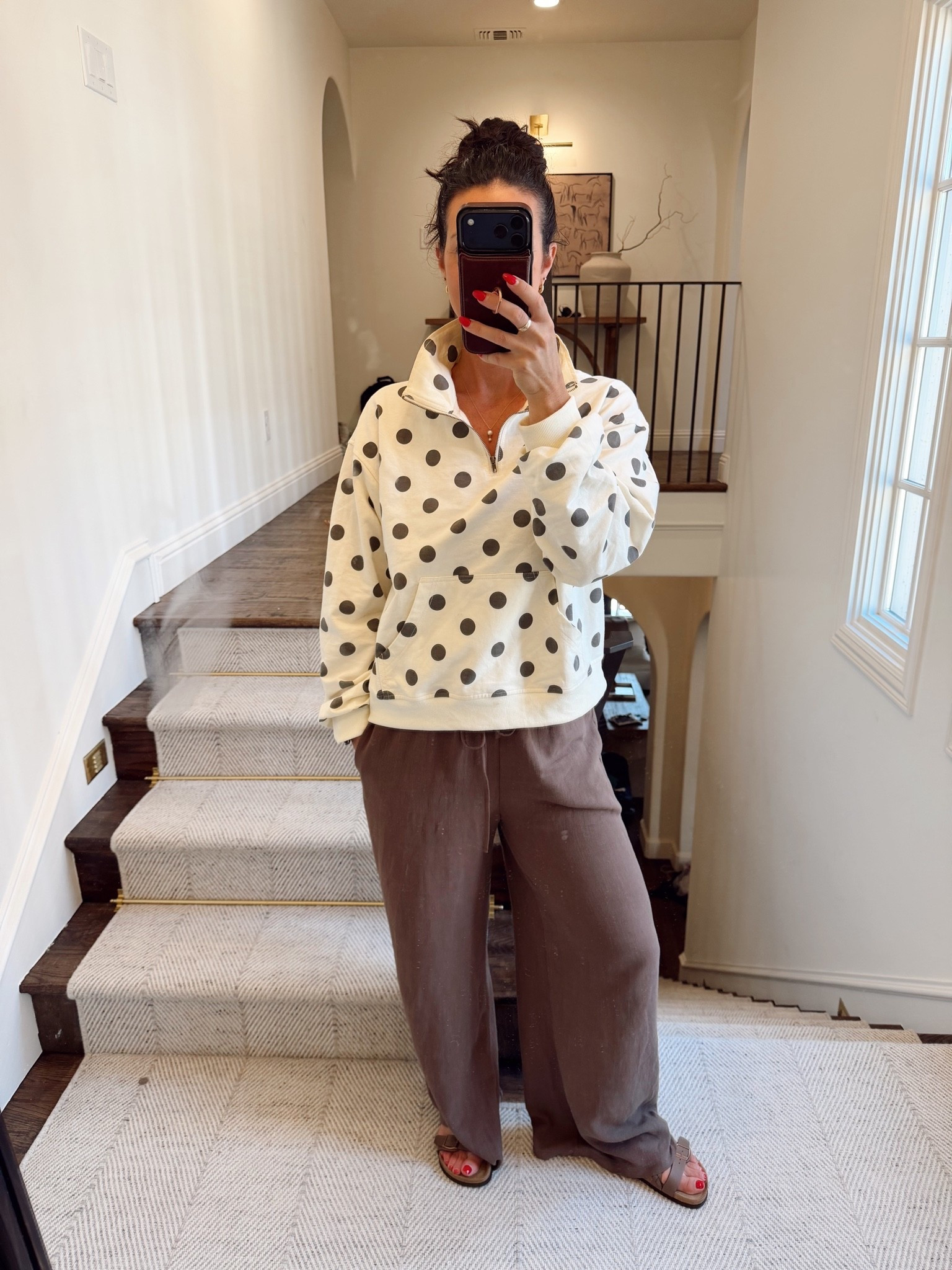 Can’t go wrong with polka dots! Perfect summer lounge outfit. Wearing a large in the sweatshirt, runs small/fitted. Full Amazon outfit! Sweatshirt is on sale for Prime Day!

#LTKSeasonal #LTKOver40 #LTKSaleAlert