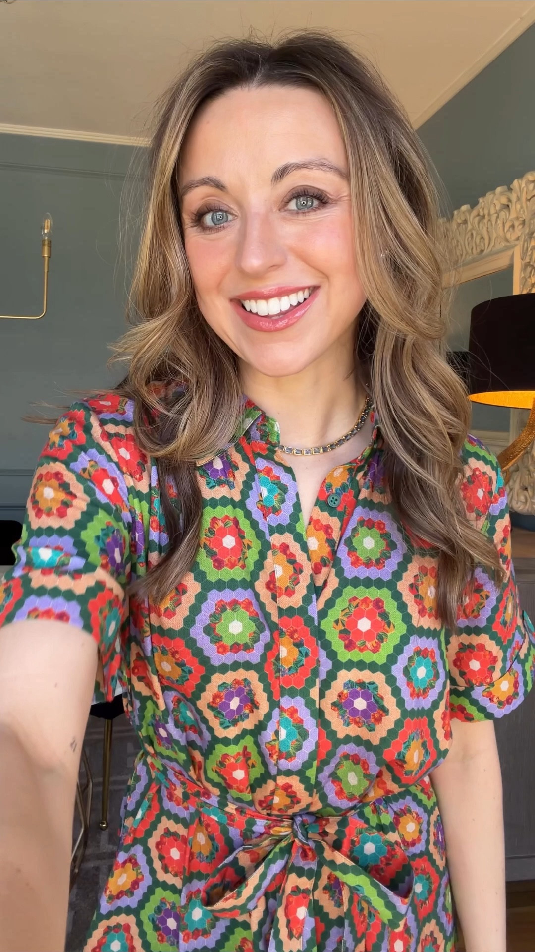 Loving the colors, pattern and fit of this dress! I’m wearing a Small  

#LTKootd #LTKmomlife #LTKSeasonal