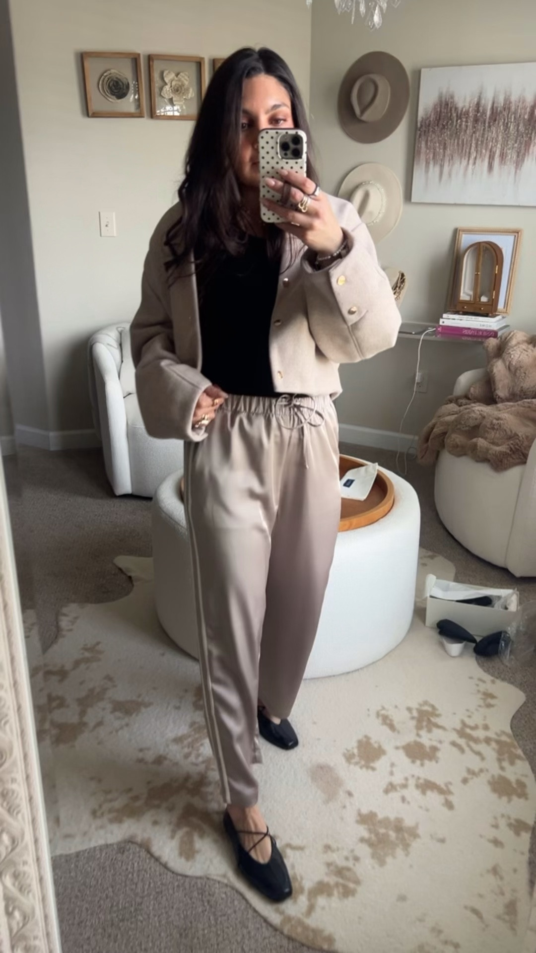 Outfit of the Day. Satin track pants 