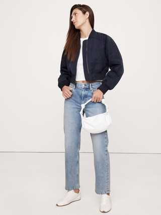 Water-Resistant Cropped Bomber Jacket | Banana Republic (US)