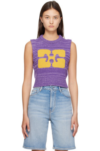 GANNI - Purple Cropped Vest | SSENSE