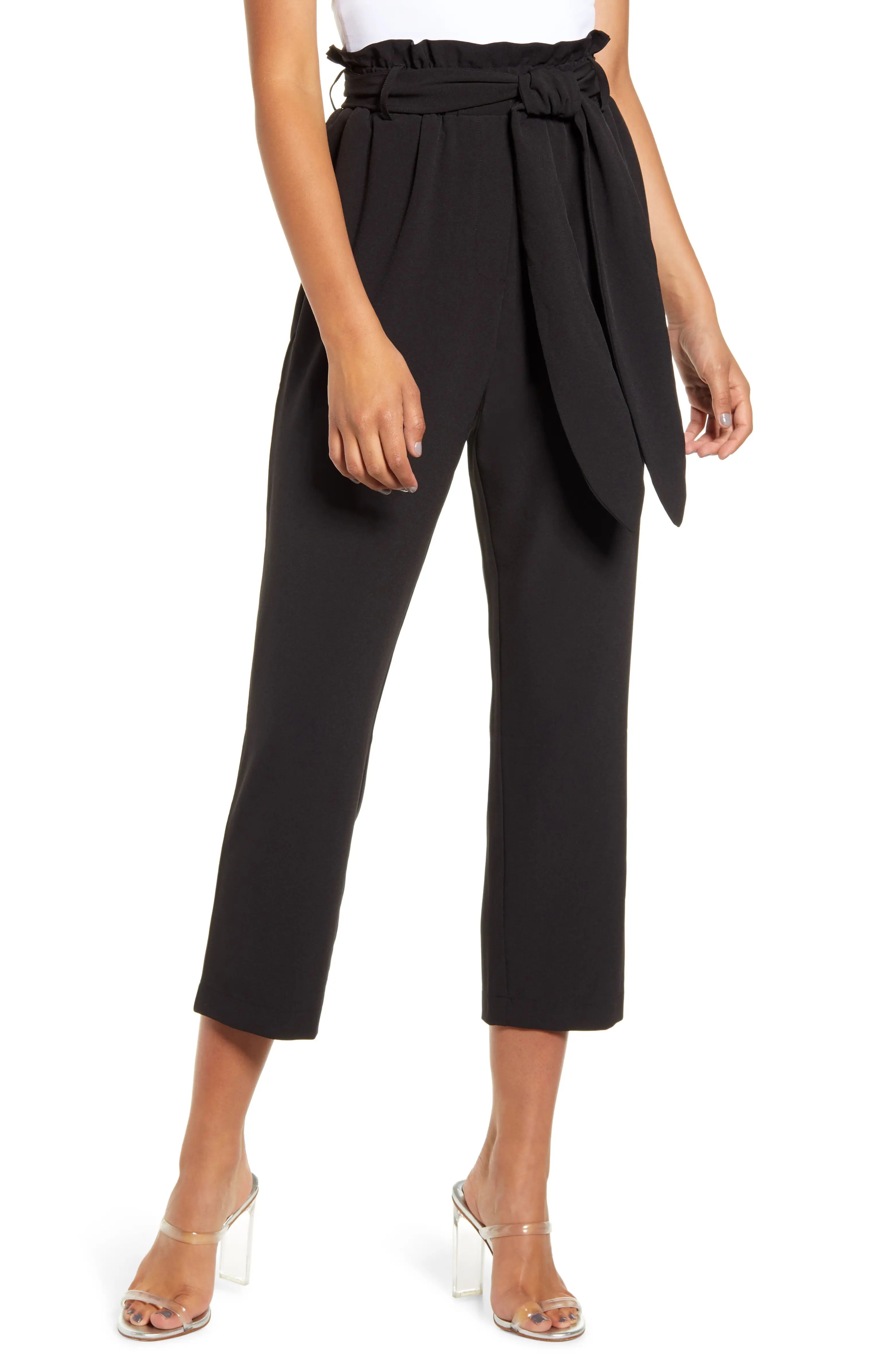 x Influencers Tie Waist Paperbag Pants | Nordstrom