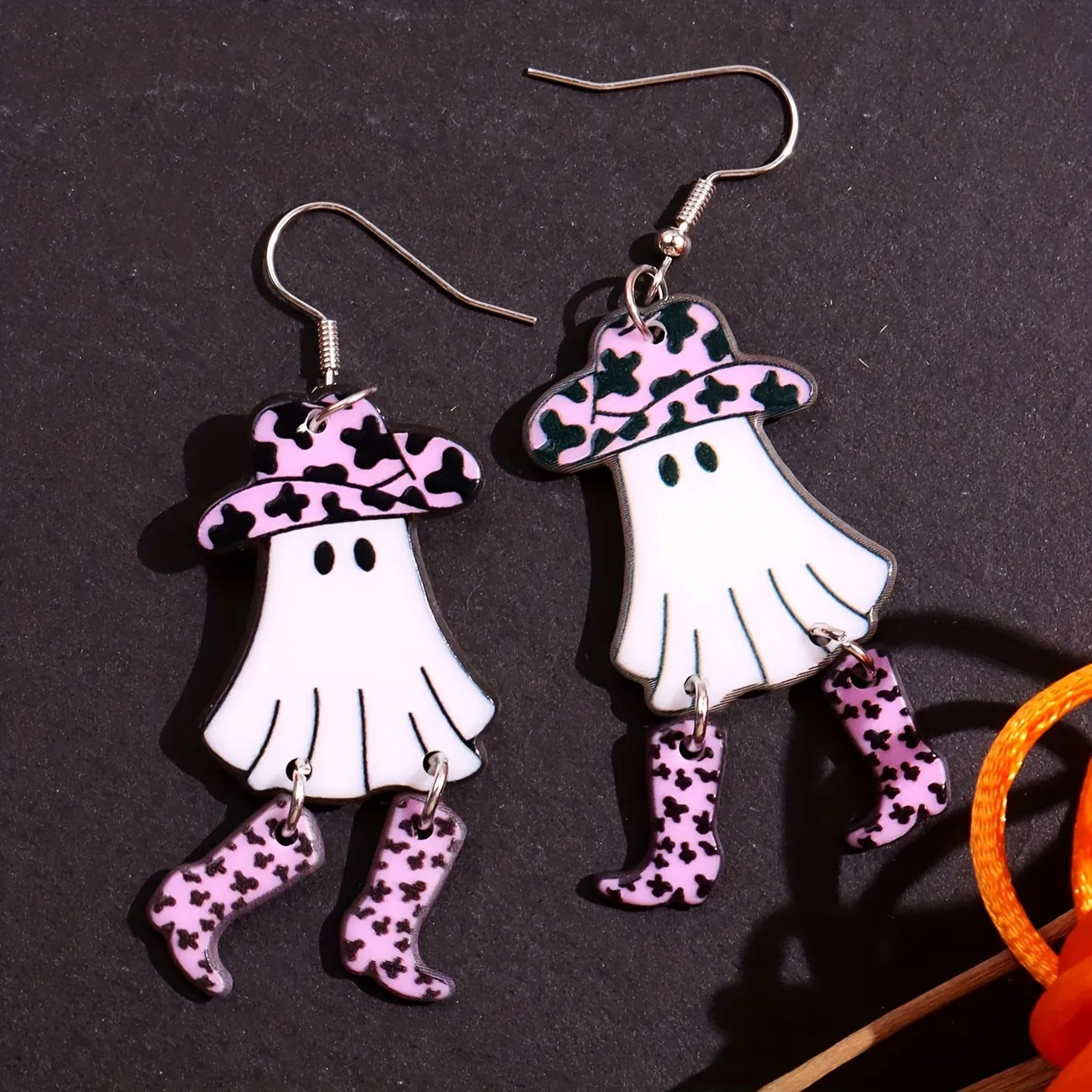 Wearing Cowgirl Hat Boots Ghost Design Dangle Earrings Cute Cartoon Style Acrylic Jewelry Adorabl... | Temu Affiliate Program