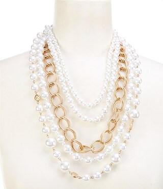 Southern Living Pearl and Chain Multi Strand Statement Necklace | Dillard's | Dillard's