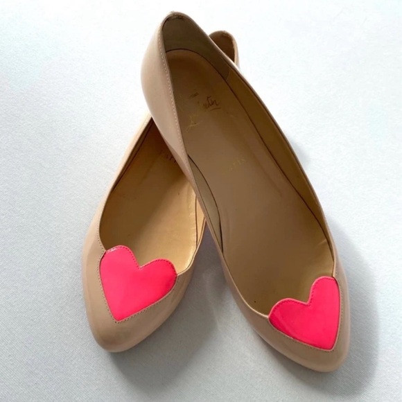 Christian Louboutin Dora Cora Pink Heart Shoes Flats 💯 Authentic | Poshmark