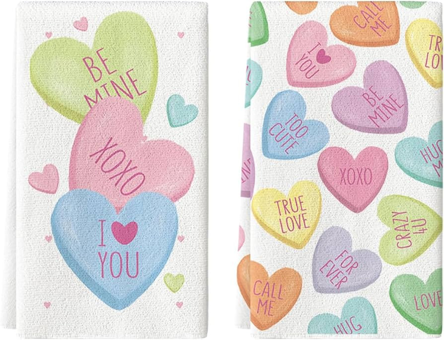 Artoid Mode Pink Heart True Love Forever Valentine's Day Kitchen Towels Dish Towels, 18x26 Inch A... | Amazon (US)