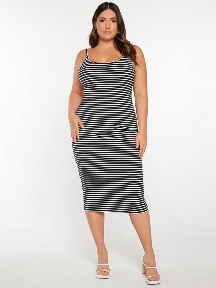 SHEIN BASICS Plus Striped Cami Dress | SHEIN