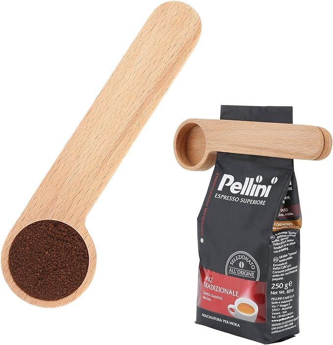 Wood Coffee Scoop with Bag Clip, Measuring Tea Coffee Bean Spoon Clip Gift for Coffee Lovers | Amazon (US)
