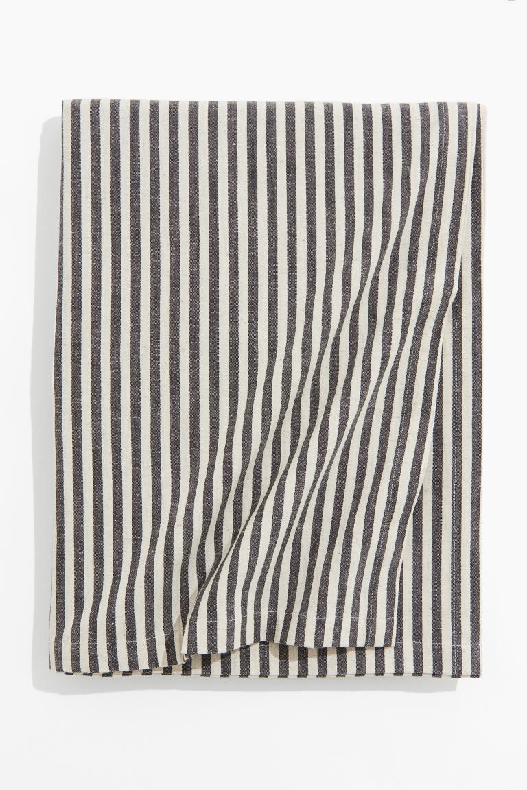 Striped Cotton Tablecloth - Dark gray/striped - Home All | H&M US | H&M (US + CA)