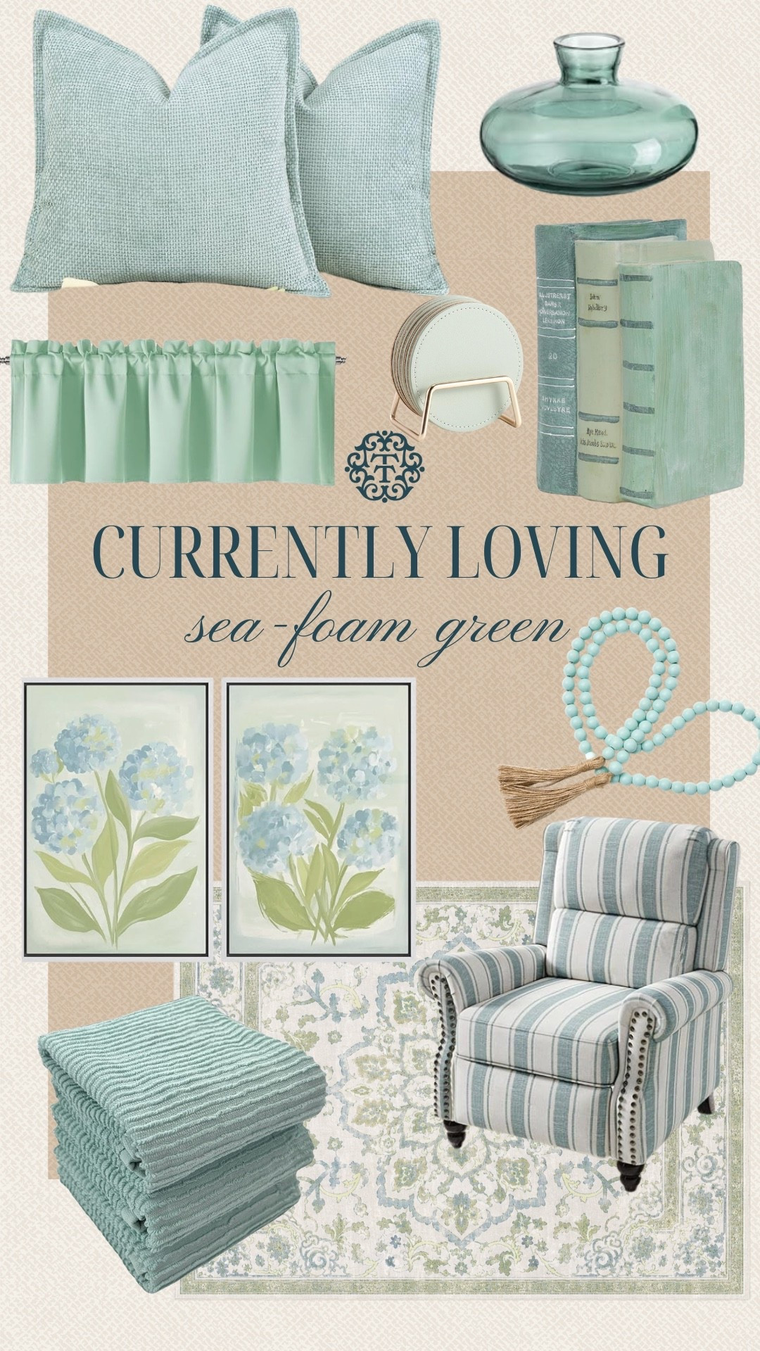 Sea-foam green has such an easy, relaxed feel to it right now. Between the striped chair, floral prints, and softer fabric pieces, this color works in both bigger statement items and smaller accents. It’s one of those shades that instantly makes a room feel lighter and more open. 

 #LTKSeasonal #LTKOver40 #LTKHome
