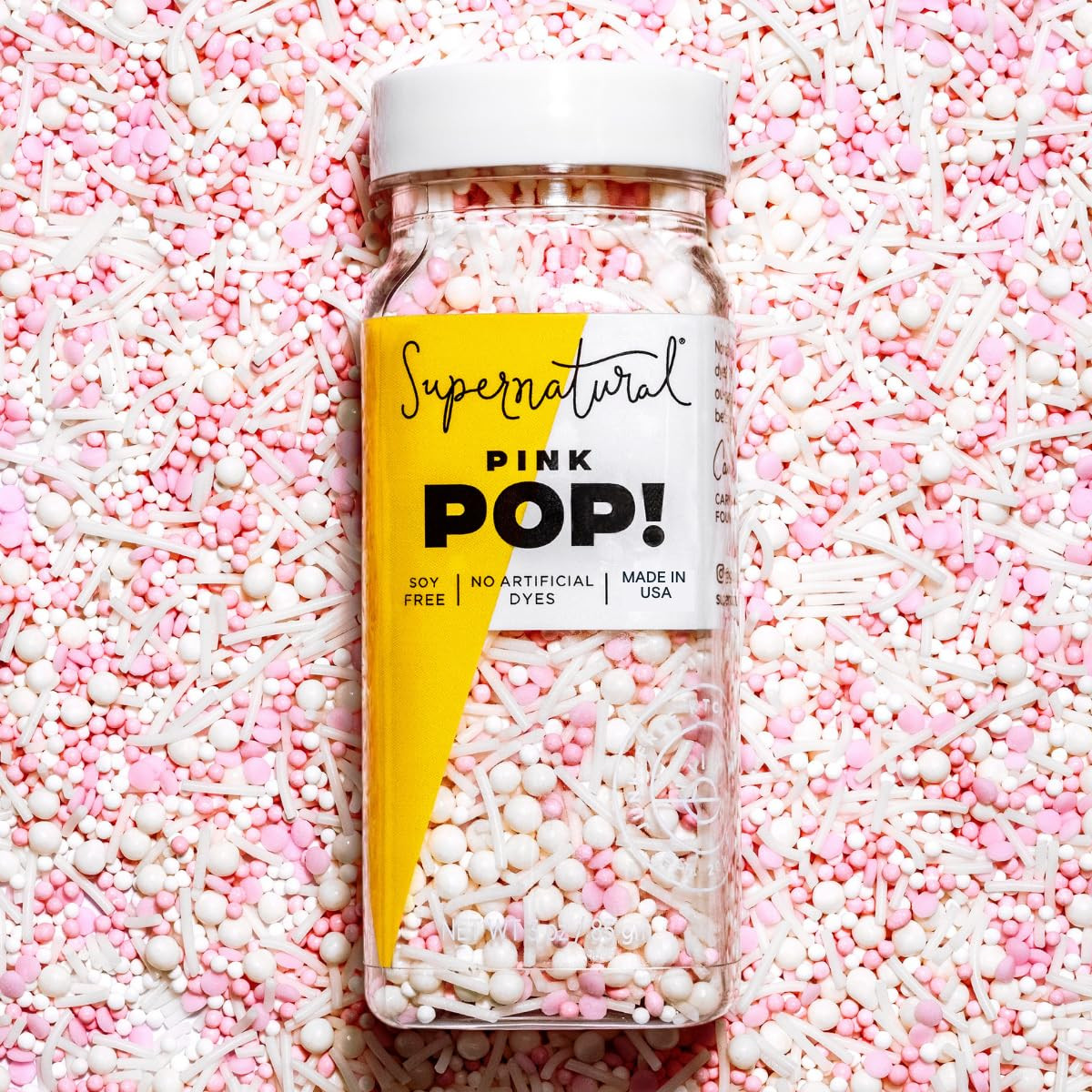 Supernatural Pink Pop Nonpareils, Dye-Free Vegan Sprinkles Baking Mix, 3oz | Amazon (US)