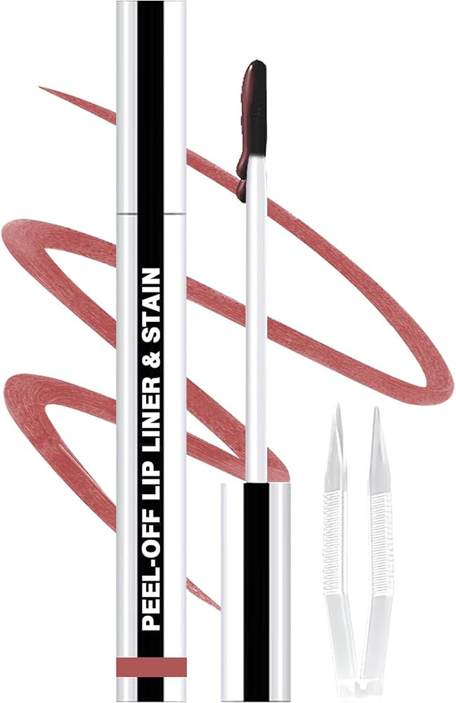 Lip Liner Stain Peel Off with Tweezer, Long Lasting Matte Lip Tattoo, Highly Pigmented Color Lip ... | Amazon (US)