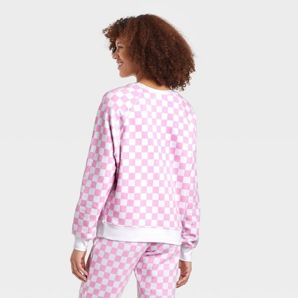 Women's Valentine's Day Graphic Sweatshirt - Pink Checkered | Target