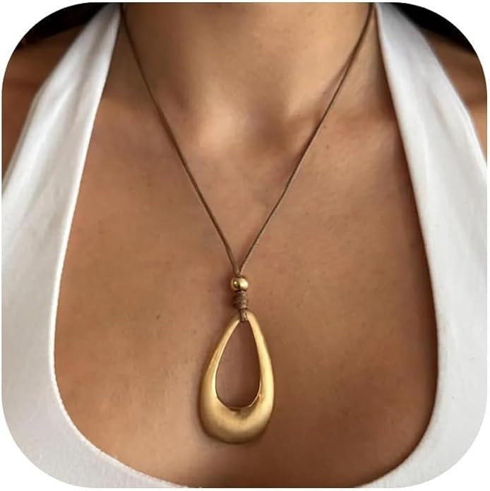 Statement Pendant Necklace Chunky Gold Necklace Boho Western Jewelry for Women Cowboy Chic Long N... | Amazon (US)