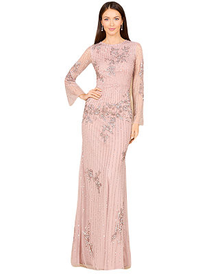 Women's Long Sleeve, High Neck Beaded Gown - OUTLET | Macy's