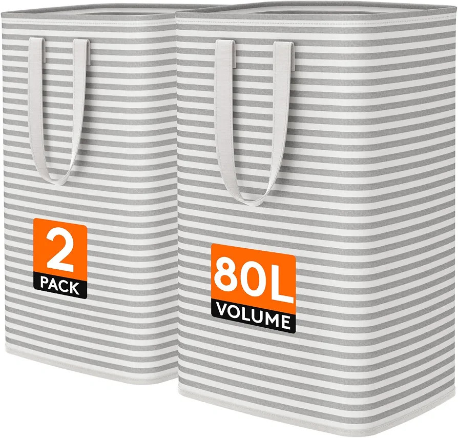 Lifewit 2 Pack Laundry Basket 80L Each, Collapsible Clothes Hamper with Reinforced Handles, Frees... | Amazon (US)