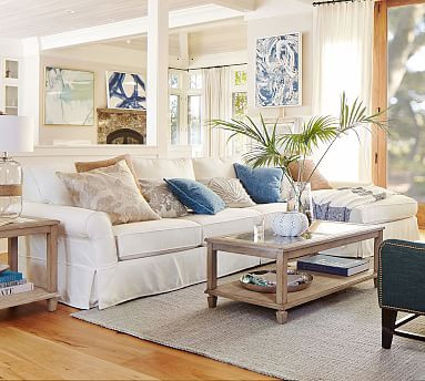 PB Comfort Roll Arm Slipcovered 3-Piece Bumper Sectional | Pottery Barn (US)