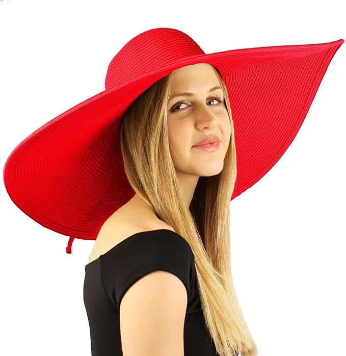 Summer Elegant Derby Big Super Wide Brim 8" Brim Floppy Sun Beach Dress Hat | Amazon (US)
