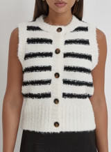 Black And Cream Stripe Knitted Waistcoat- Daphie | 4th & Reckless