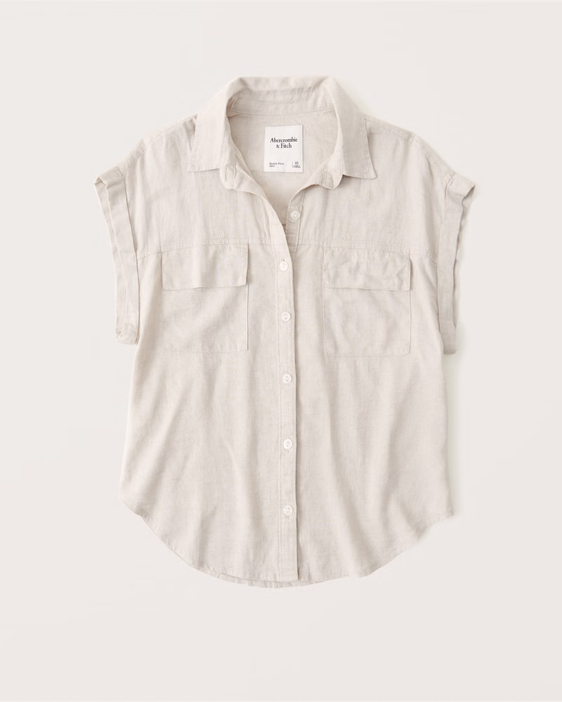 Linen-Blend Utility Shirt | Abercrombie & Fitch (US)