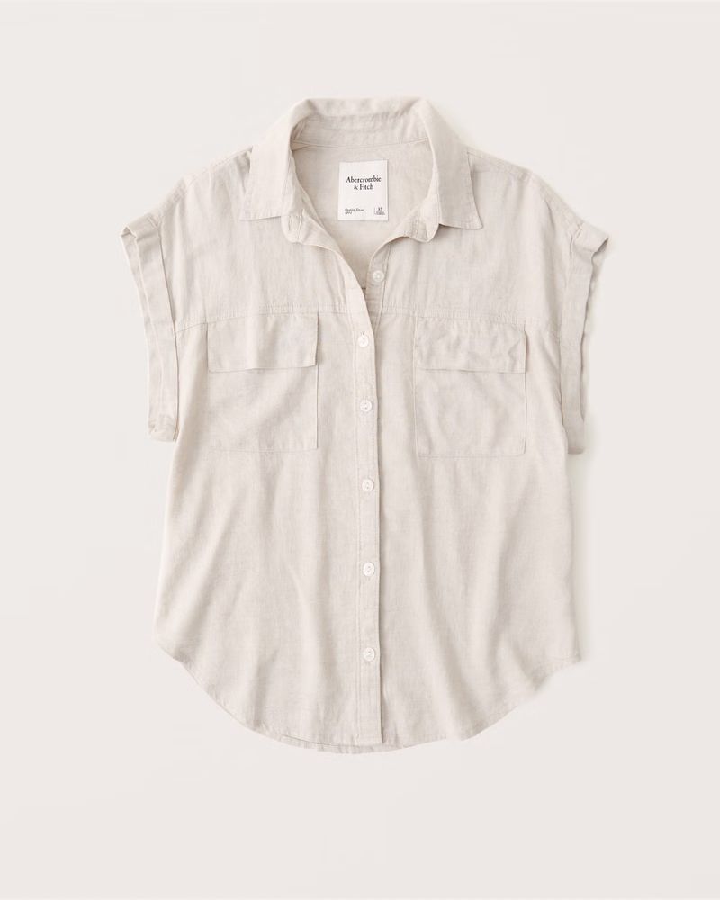 Linen-Blend Utility Shirt | Abercrombie & Fitch (US)