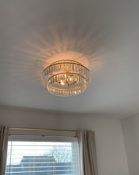 Gave this bedroom a nice makeover and the first thing that I thought about was replacing the light fixture. So happy to have found this flush mount light. The way the glass sparkles is so pretty! 

#LTKhome
