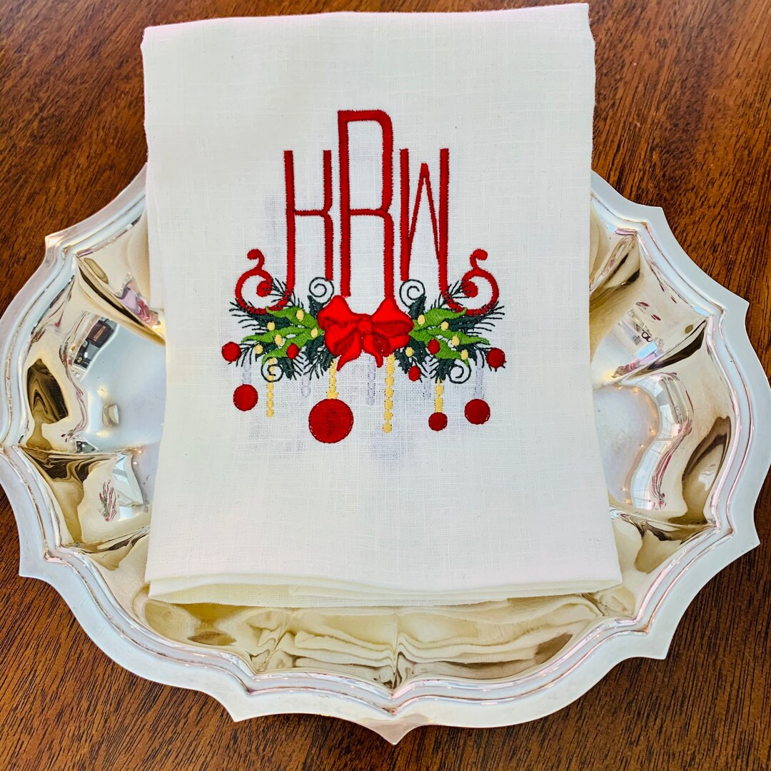 Monogrammed Holiday Ornament Guest Towel - Etsy | Etsy (US)