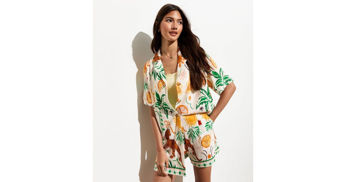 Off White Oversized Leopard Lemon Print Resort Shirt 
						
						Add to Saved Items
						Remov... | New Look (UK)