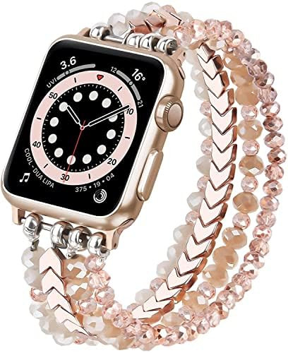 MOFREE Beaded Bracelet Compatible for Apple Watch Band 45mm/44mm/42mm Series 7/SE/6/5/4/3/2/1 Women  | Amazon (US)