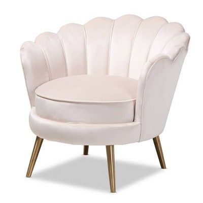 Cosette Velvet Upholstered Chair Light Beige/Gold - Baxton Studio | Target