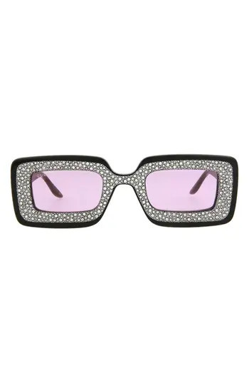 Gucci 49mm Special Edition Crystal Square Sunglasses in Black Pink at Nordstrom Rack | Nordstrom Rack