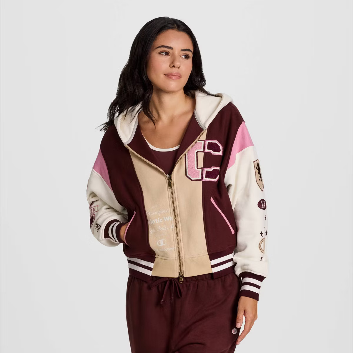 Champion Women's Fleece Full Zip Hoodie - Maroon | Target