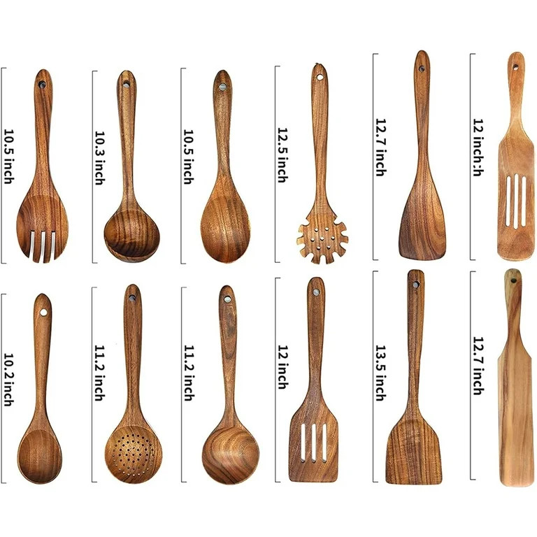Wooden Spoons for Cooking,12 Pack Wooden Utensils for Cooking Wooden Kitchen Utensils Set Wooden ... | Walmart (US)