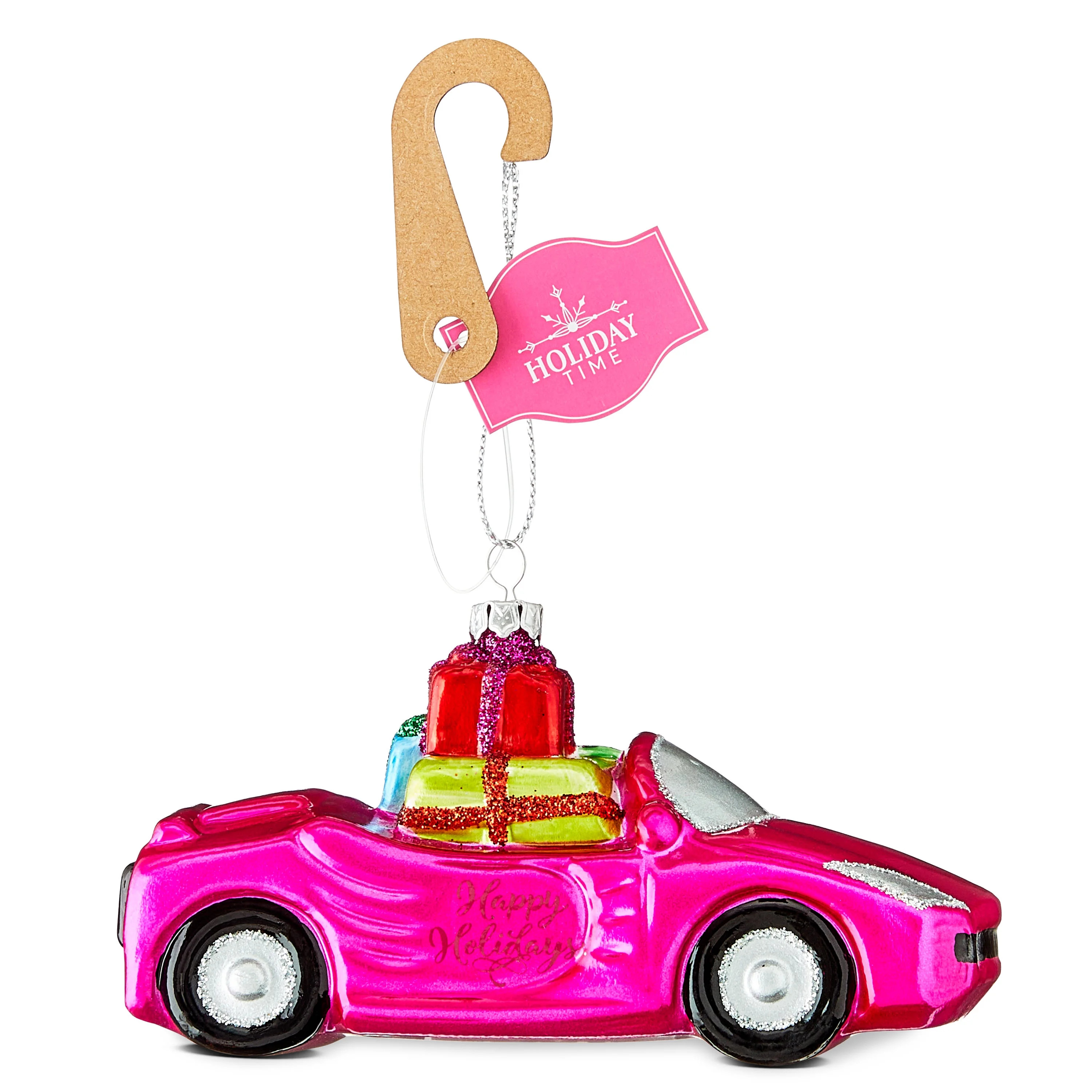 Pink Car with Gifts Christmas Ornament, Sassy Santa Theme, 3.8", by Holiday Time | Walmart (US)