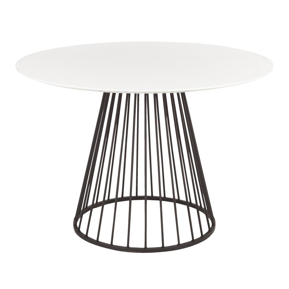 Lumisource Canary White and Black Round Dining Table, White/Black | The Home Depot