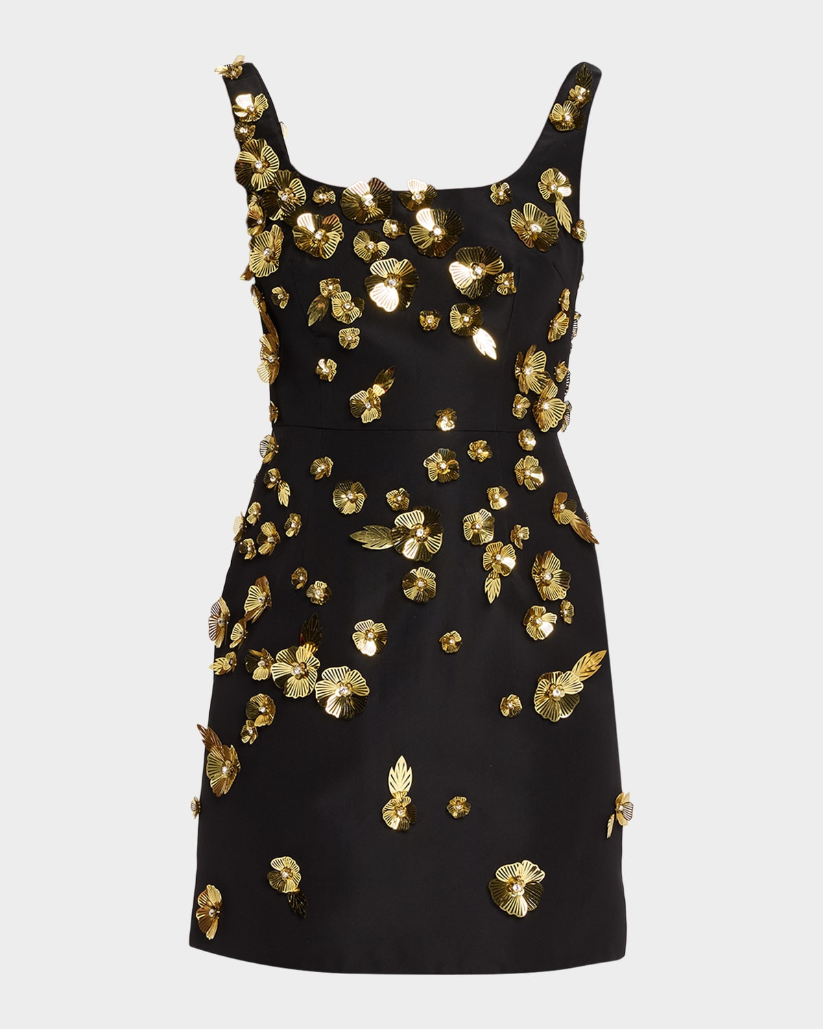 Crystal Flower Applique Sleeveless Mini Dress | Neiman Marcus