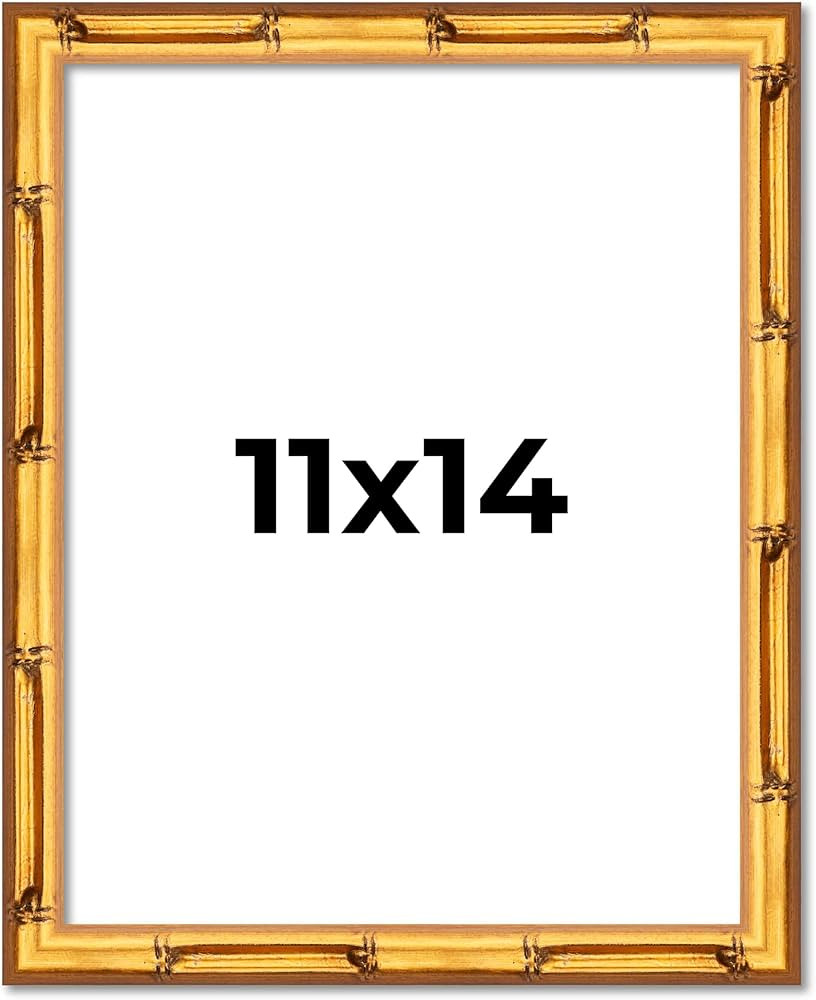 Poster Palooza 11x14 Frame Gold Bamboo Vintage Solid Pine Wood Picture Frame | 0.75 Inch Moulding... | Amazon (US)