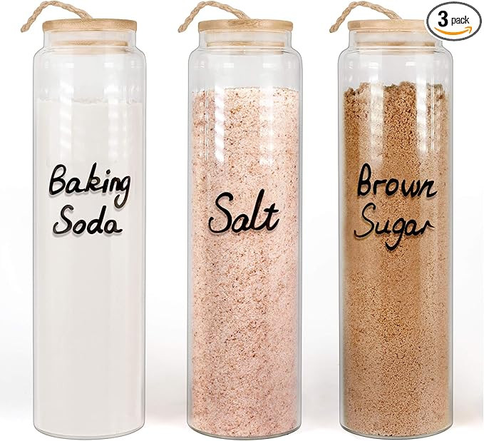 Glass Jar with Bamboo Lids Urban Green, Glass Airtight food Storage Containers, Glass Canister se... | Amazon (US)